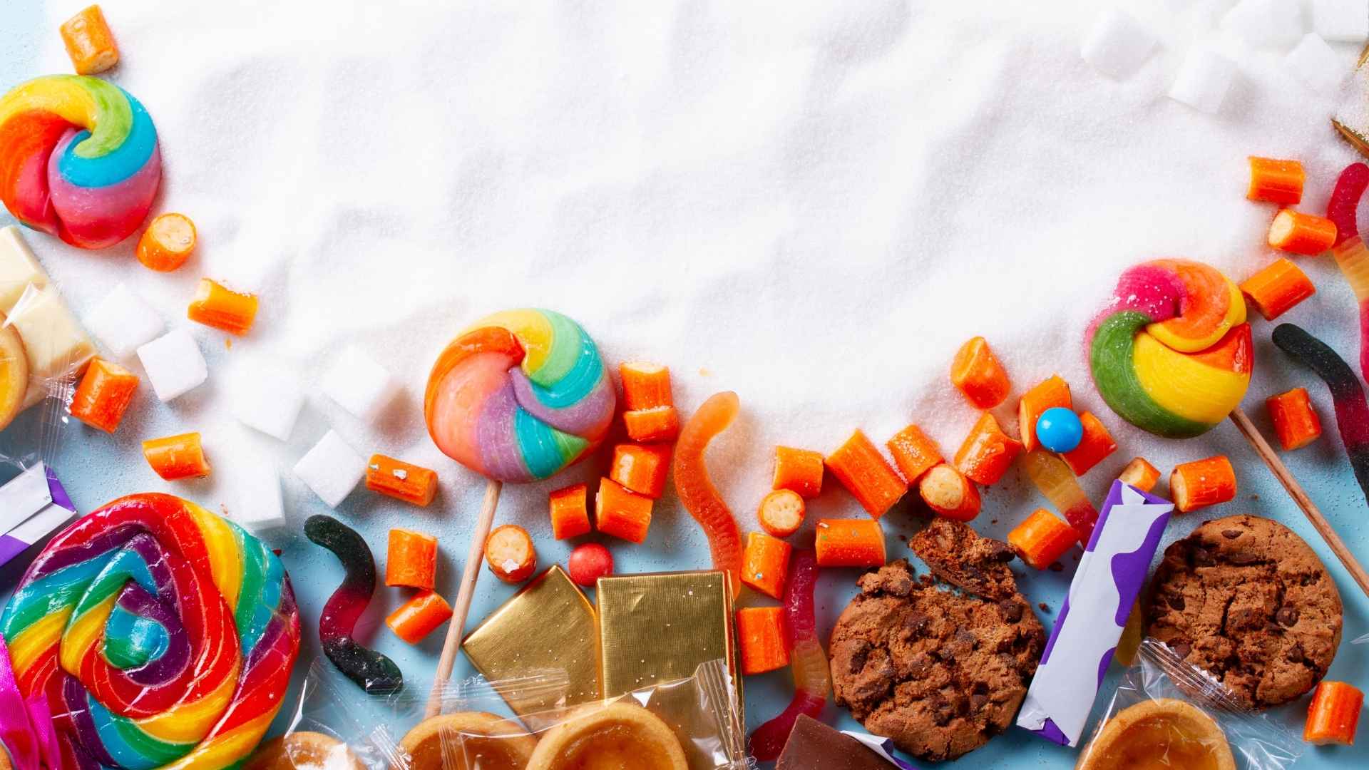 Assortiment de sucreries colorées symbolisant l’addiction au sucre et les envies compulsives, accompagnées par LaserAddict pour se libérer durablement de la dépendance au sucre.